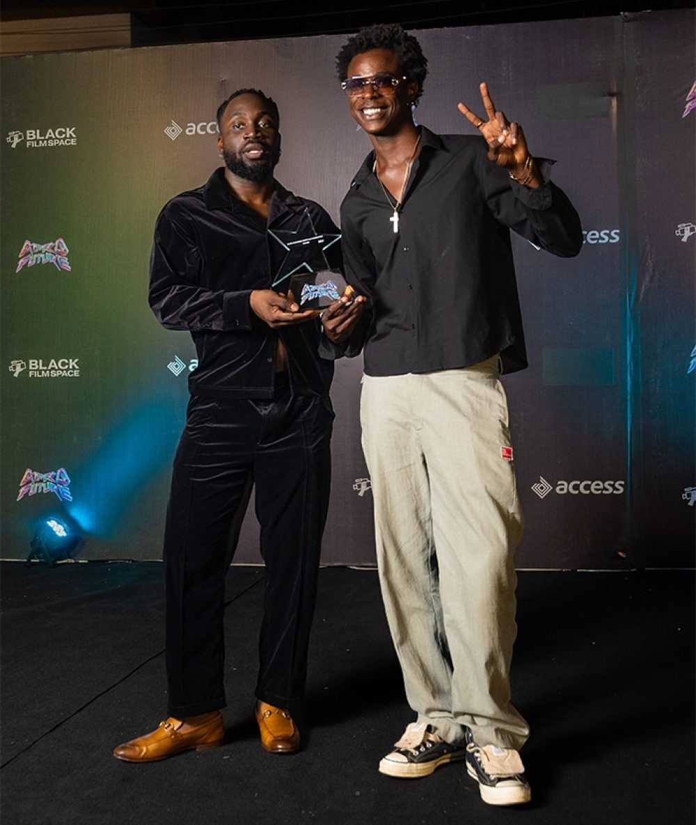 Ebenezer Blanche (left) with actor, Emmanuel Wilberforce (right)